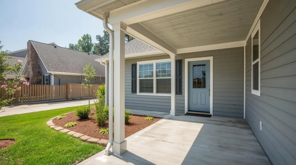 At a modern Nashville home (front porch, yard, or driveway – clean, safe, family-friendly)